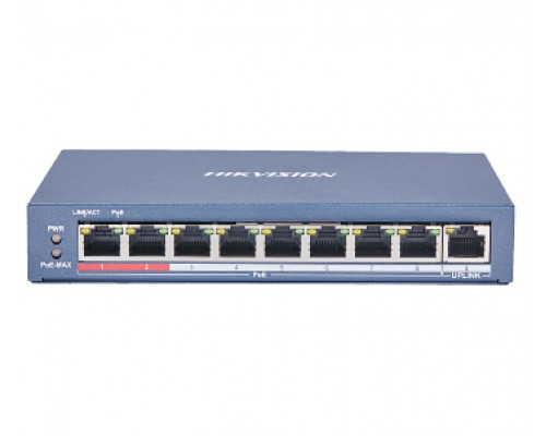 8-портовий некерований POE комутатор Hikvision DS-3E0109P-E(C)