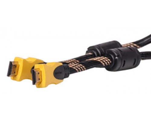 Видео кабель PowerPlant HDMI - HDMI, 5м, позолоченные коннекторы, 1.3V, Nylon, Double ferrites