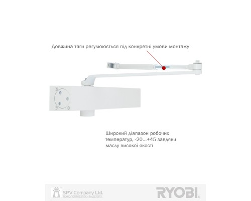 Доводчик накладной RYOBI 1000 B1000V WHITE BC/DA STD_ARM EN_2/3/4/5 до_120кг 2400мм