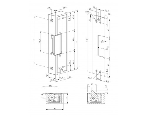 Защіпка електромеханічна TESA CELNORPAN (W/O_SP 12V AC/DC) НЗ для систем антипаніки серії універсал 1910/QUICK1S накладна, стандартна Black