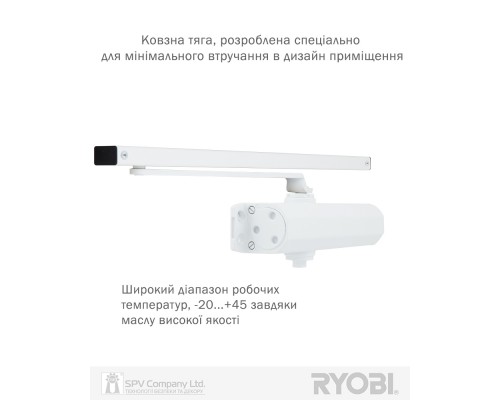 Доводчик накладной RYOBI 2000 D-2050T GLOSSY_WHITE BC SLD_ARM EN_3 60кг 950мм FIRE