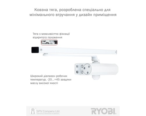Доводчик накладной RYOBI *8800 S-8850T GLOSSY_WHITE SLD_HO_ARM EN_2 45кг 900мм