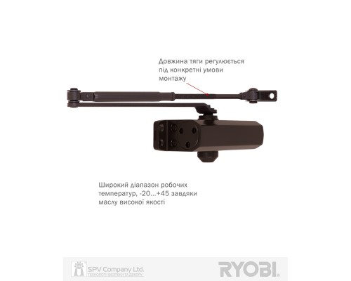 Доводчик накладной RYOBI *9900 9903 DARK_BRONZE STD_ARM EN_2/3 до_65кг 965мм