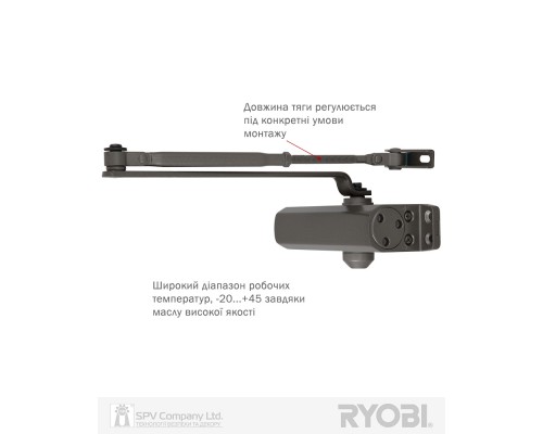 Доводчик накладной RYOBI *9900 9903 SILVER_BRONZ STD_ARM EN_2/3 до_65кг 965мм