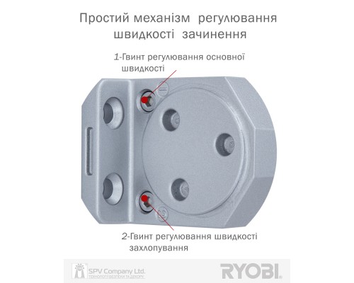 Доводчик накладной RYOBI 3550 D-3554T SILVER BC/DA SLD_ARM EN_4 85кг 1100мм FIRE