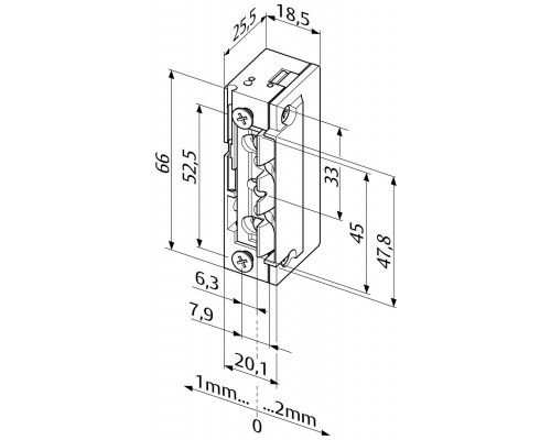 Защелка электромеханическая EFF EFF 128.13 -A71 ProFix 2 FaFix (W/O_SP 10-24V_AC/DC) НЗ_А универсальная с узким корпусом