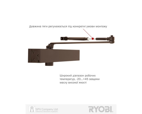 Доводчик накладной RYOBI 1000 B1006 DARK_BRONZE BC STD_ARM EN_6 140кг 2700мм