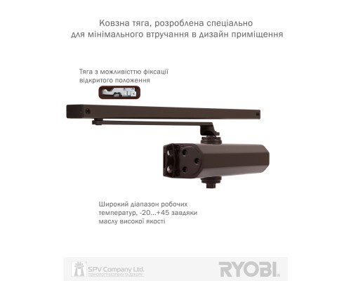Доводчик накладной RYOBI 2000 DS-2050T DARK_BRONZE BC SLD_HO_ARM EN_3 60кг 950мм