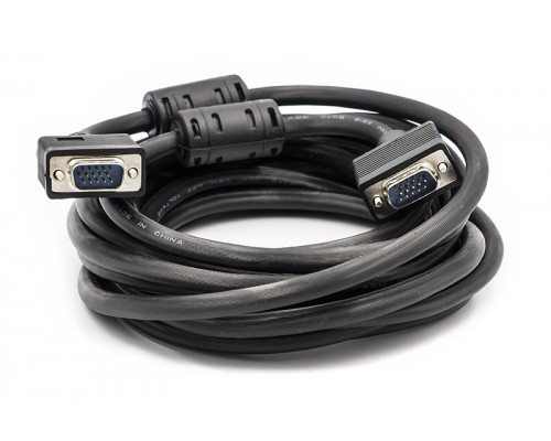 Видео кабель PowerPlant VGA-VGA, 5м, Double ferrites