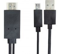 Видео кабель PowerPlant HDMI - micro USB (11 pin) + USB, 1.8м, (MHL), Blister