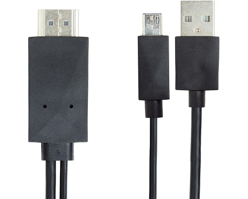 Видео кабель PowerPlant HDMI - micro USB (11 pin) + USB, 1.8м, (MHL), Blister